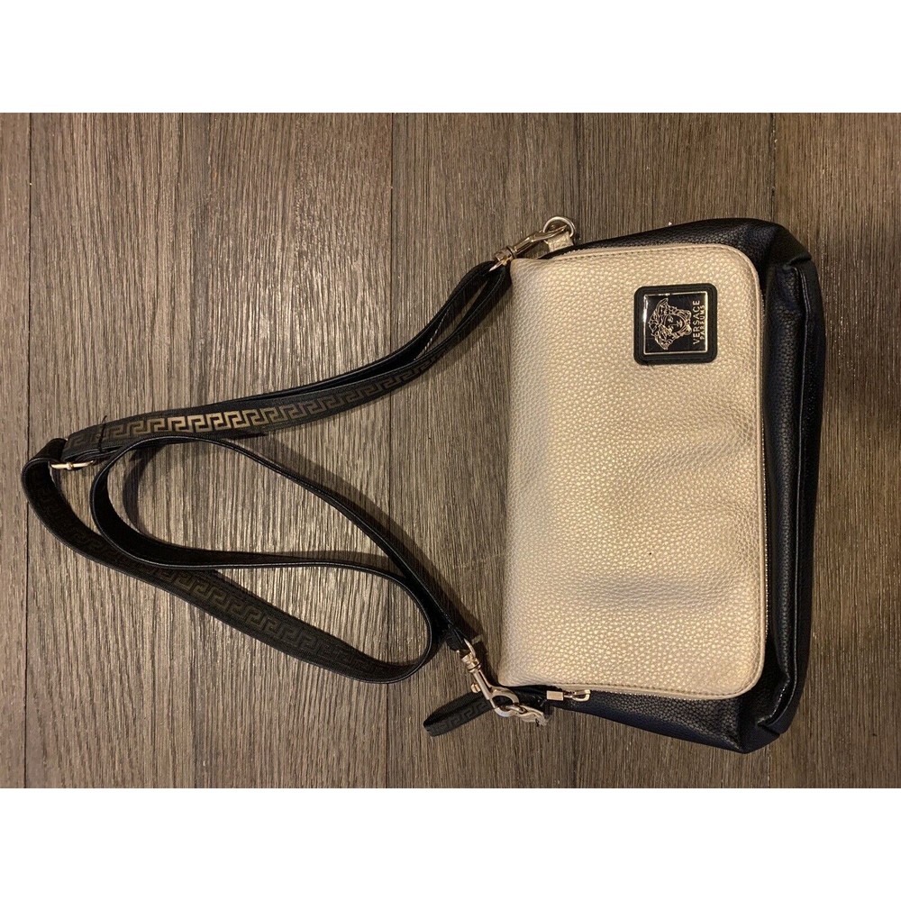 Versace Fragrance Women Crossbody Small Size Bag in Black and Golden Color